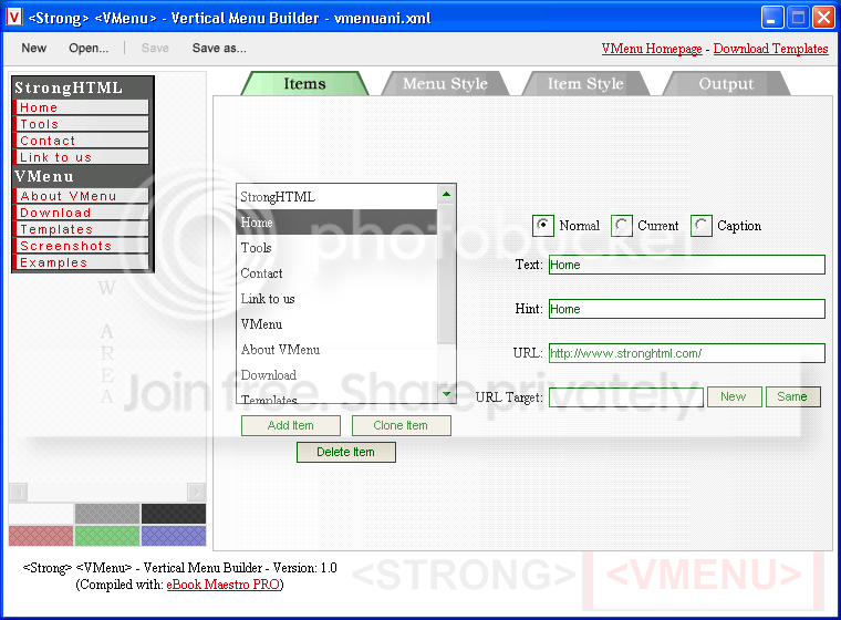 Corso HTML menu